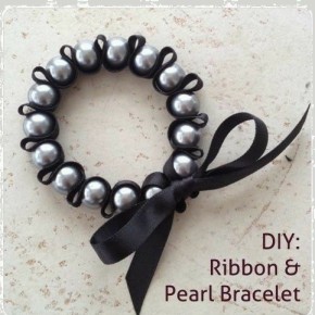 Bisuteria PASO A PASO. Cómo hacer una pulsera con cinta y perlas // DIY ribbon and pearls bracelet